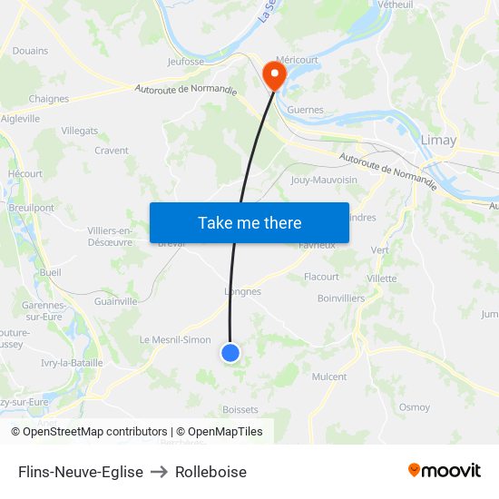 Flins-Neuve-Eglise to Rolleboise map