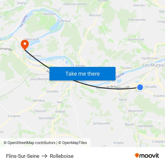 Flins-Sur-Seine to Rolleboise map