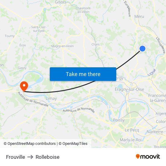 Frouville to Rolleboise map