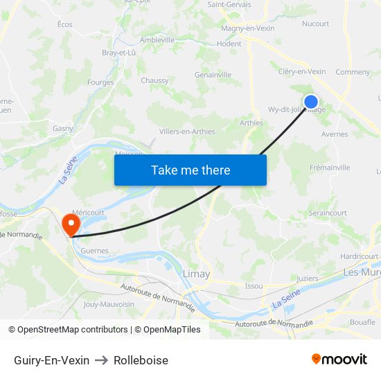 Guiry-En-Vexin to Rolleboise map