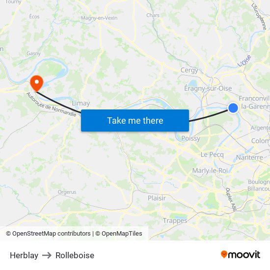 Herblay to Rolleboise map
