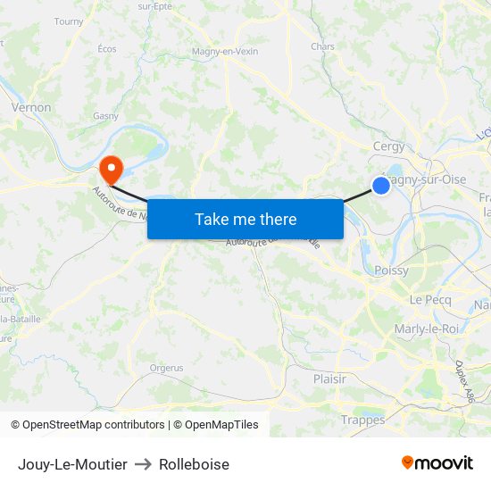 Jouy-Le-Moutier to Rolleboise map