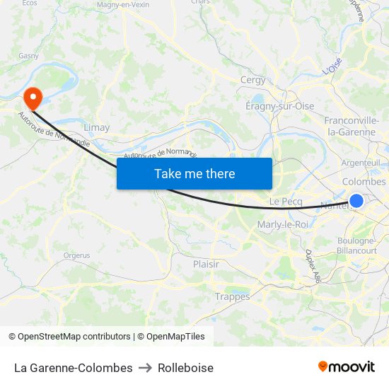 La Garenne-Colombes to Rolleboise map