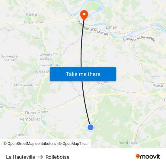 La Hauteville to Rolleboise map