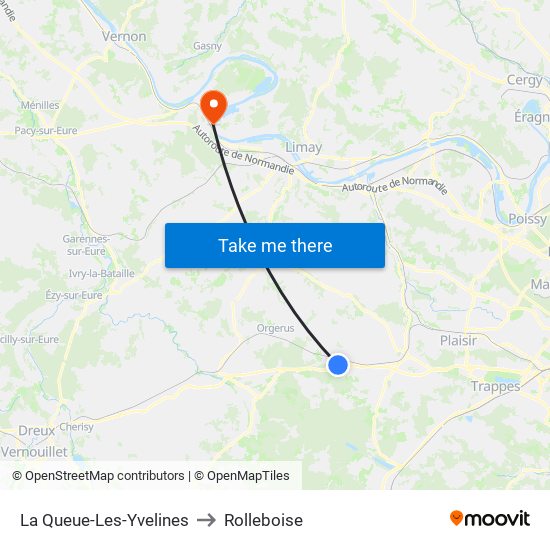 La Queue-Les-Yvelines to Rolleboise map