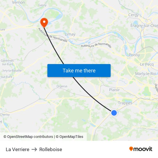 La Verriere to Rolleboise map
