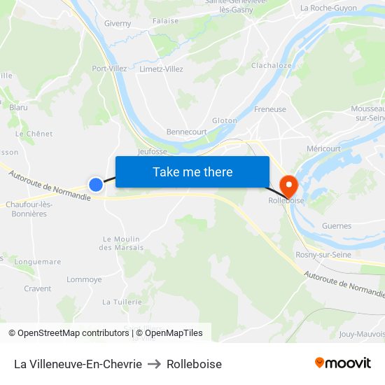 La Villeneuve-En-Chevrie to Rolleboise map