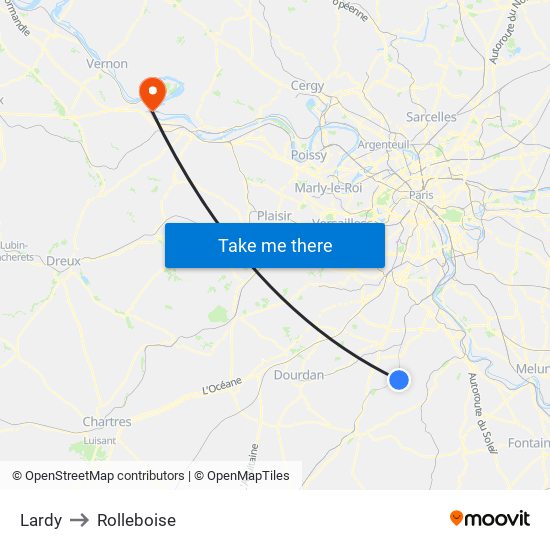 Lardy to Rolleboise map