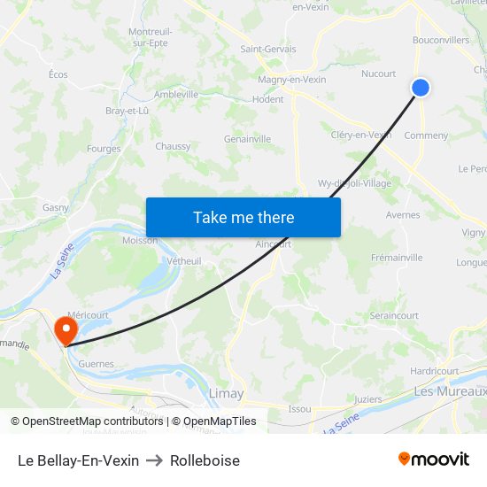 Le Bellay-En-Vexin to Rolleboise map