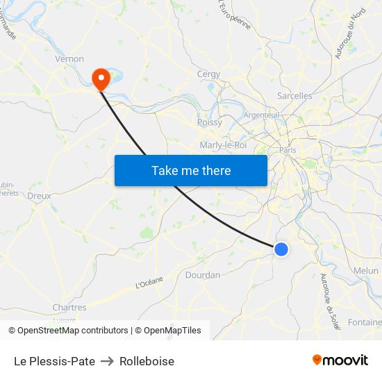 Le Plessis-Pate to Rolleboise map