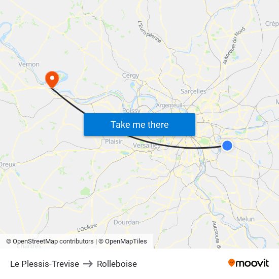 Le Plessis-Trevise to Rolleboise map