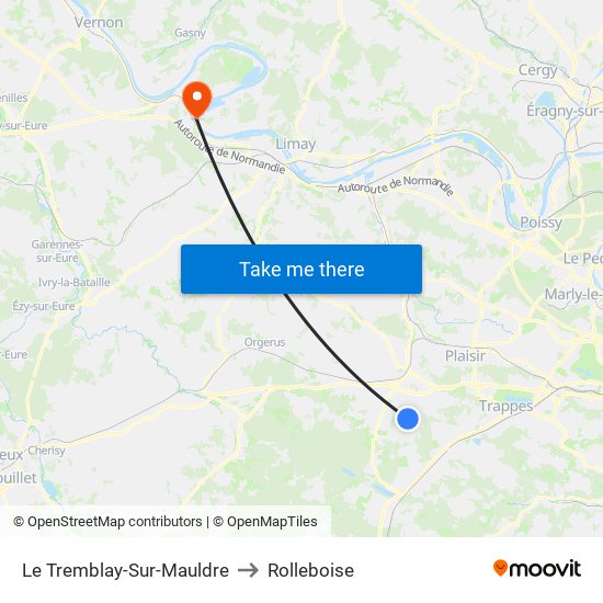 Le Tremblay-Sur-Mauldre to Rolleboise map