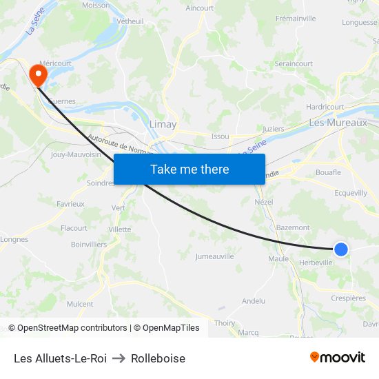 Les Alluets-Le-Roi to Rolleboise map