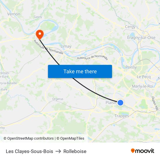 Les Clayes-Sous-Bois to Rolleboise map