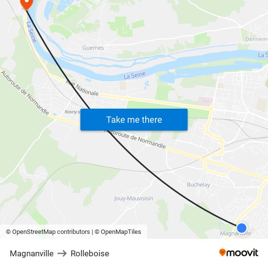 Magnanville to Rolleboise map