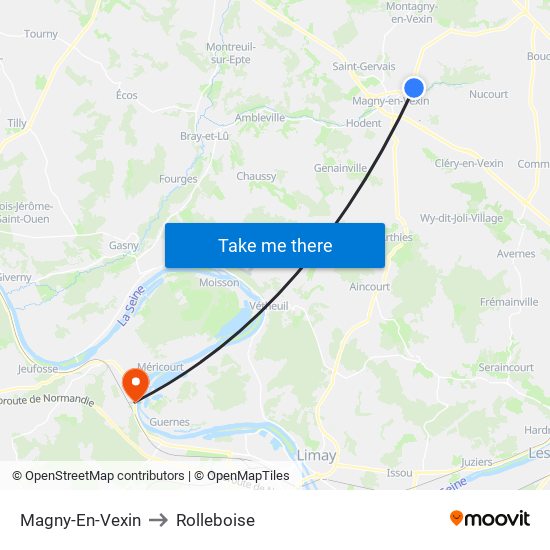 Magny-En-Vexin to Rolleboise map