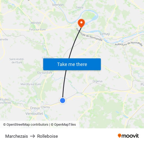 Marchezais to Rolleboise map