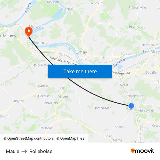 Maule to Rolleboise map