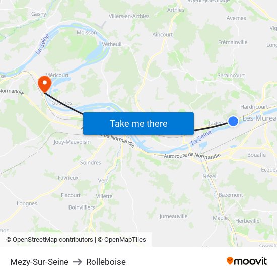 Mezy-Sur-Seine to Rolleboise map