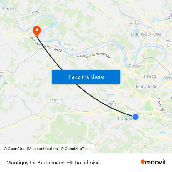 Montigny-Le-Bretonneux to Rolleboise map