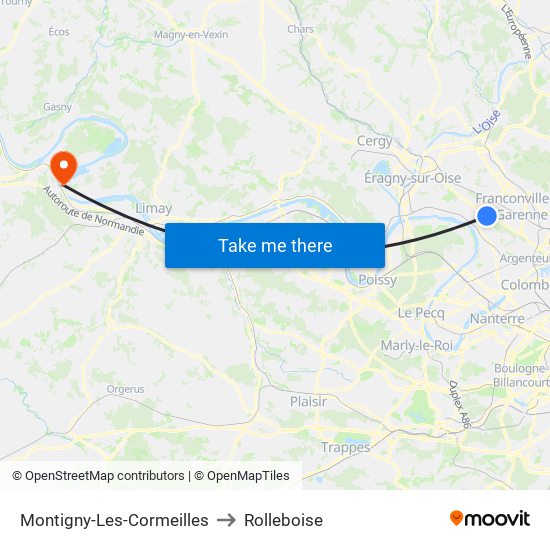 Montigny-Les-Cormeilles to Rolleboise map