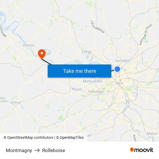 Montmagny to Rolleboise map