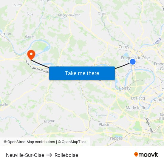Neuville-Sur-Oise to Rolleboise map