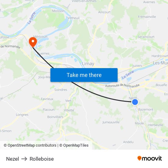 Nezel to Rolleboise map