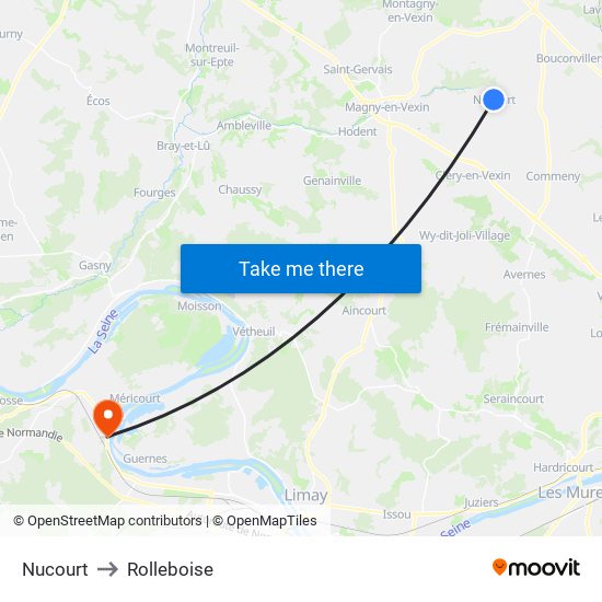 Nucourt to Rolleboise map
