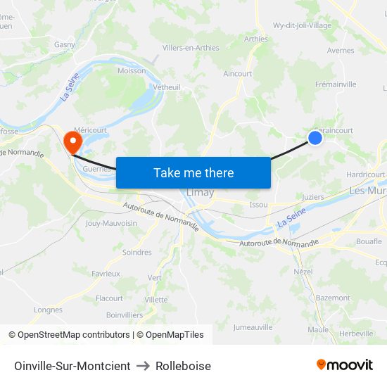 Oinville-Sur-Montcient to Rolleboise map
