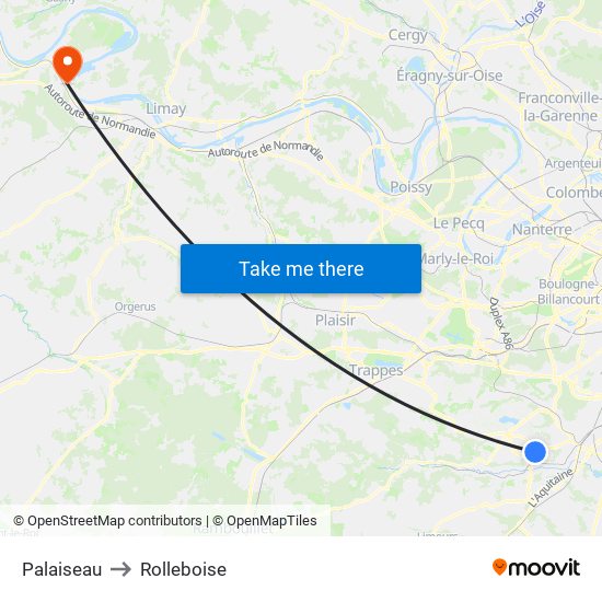 Palaiseau to Rolleboise map