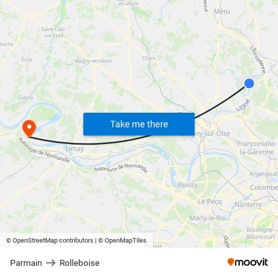 Parmain to Rolleboise map