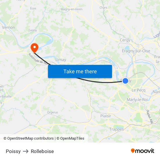 Poissy to Rolleboise map
