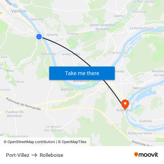 Port-Villez to Rolleboise map