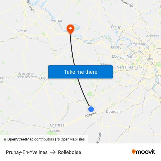 Prunay-En-Yvelines to Rolleboise map