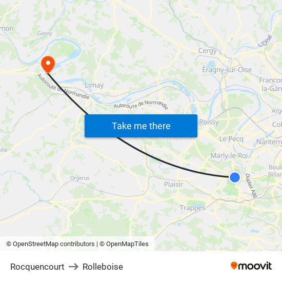 Rocquencourt to Rolleboise map