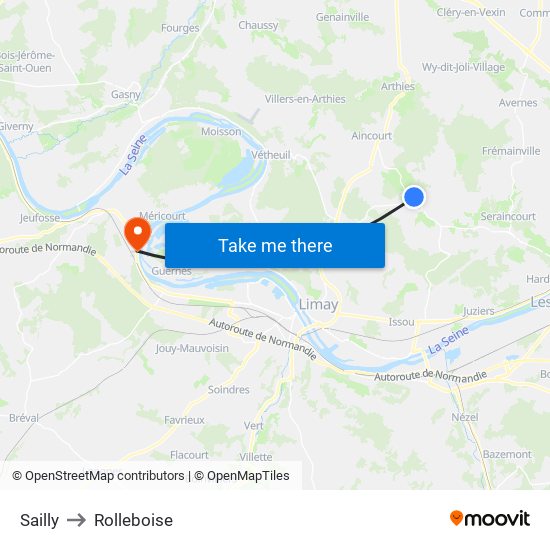 Sailly to Rolleboise map