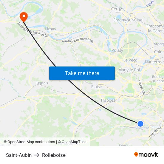 Saint-Aubin to Rolleboise map