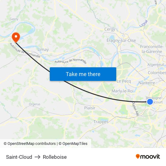 Saint-Cloud to Rolleboise map