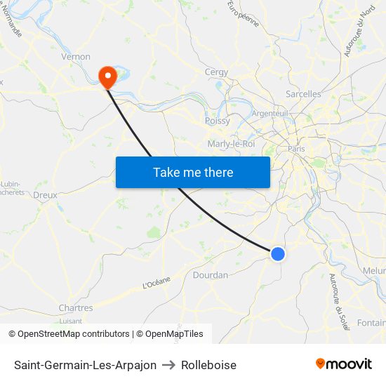 Saint-Germain-Les-Arpajon to Rolleboise map