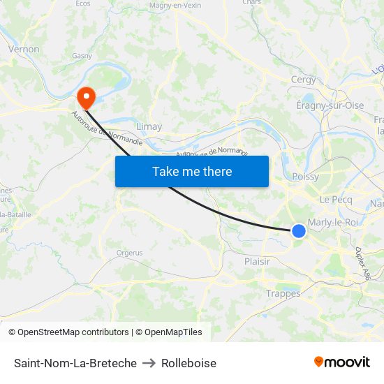 Saint-Nom-La-Breteche to Rolleboise map
