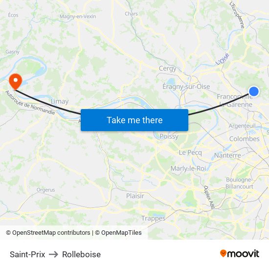 Saint-Prix to Rolleboise map
