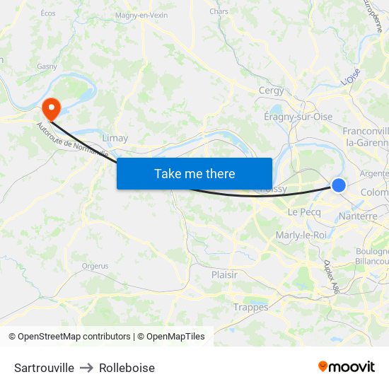 Sartrouville to Rolleboise map