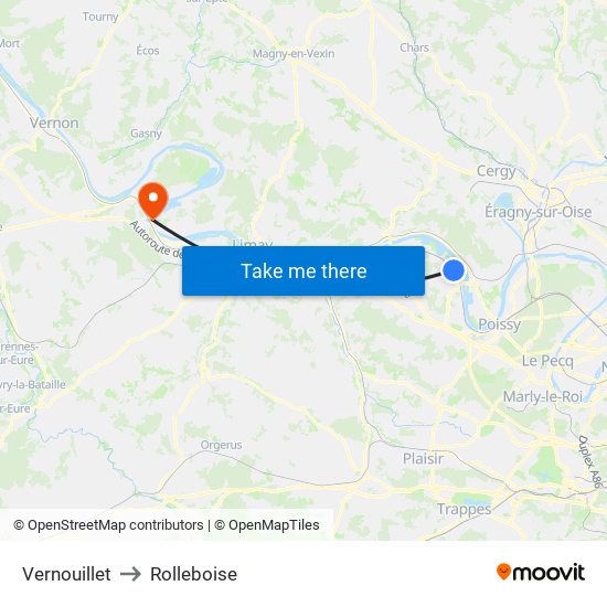 Vernouillet to Rolleboise map
