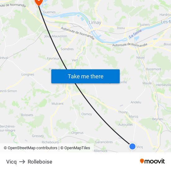 Vicq to Rolleboise map