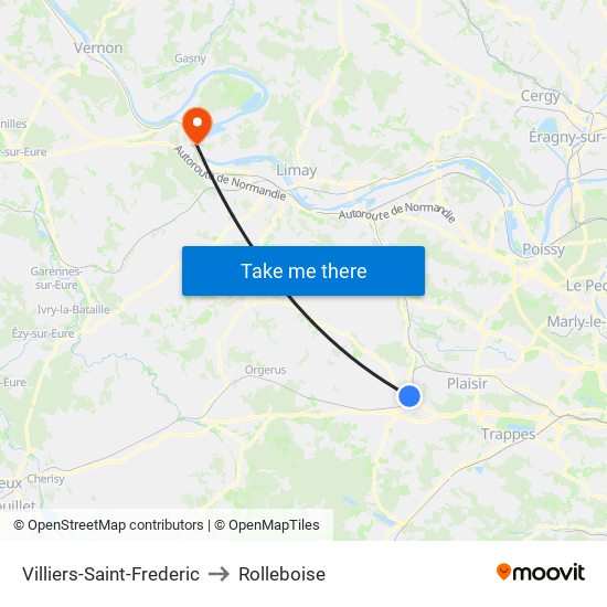 Villiers-Saint-Frederic to Rolleboise map
