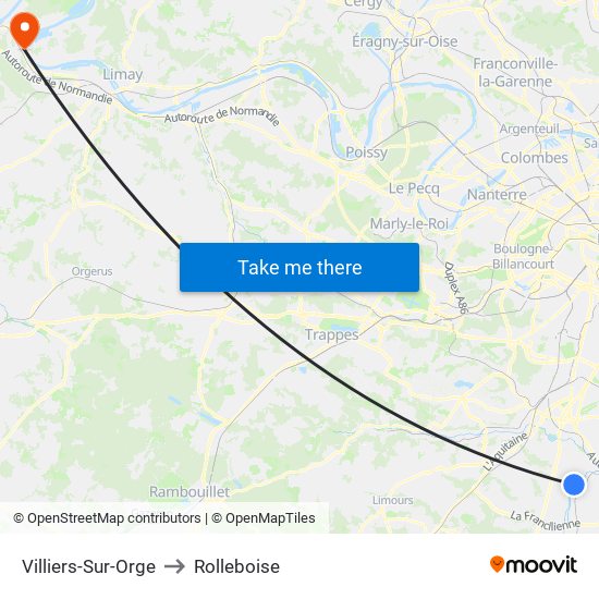 Villiers-Sur-Orge to Rolleboise map