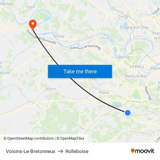 Voisins-Le-Bretonneux to Rolleboise map