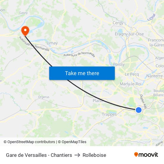 Gare de Versailles - Chantiers to Rolleboise map