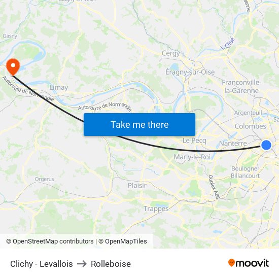 Clichy - Levallois to Rolleboise map